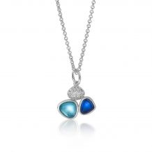 ZINZI zilveren ketting driehoek blauw wit turquoise 45cm ZIC1786B