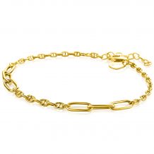 ZINZI gold plated zilveren marine schakel armband met zes grotere ovale schakels 4,5mm breed 18-20cm ZIA2413G