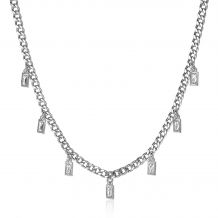 ZINZI zilveren gourmet collier met baguette zirconia's 40-45cm ZIC2104