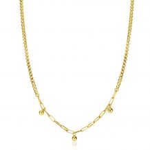 ZINZI gold plated zilveren schakelketting met gourmet en paperclip schakels en bolletjes 40-45cm ZIC2521G