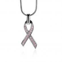 Zinzi zilveren Pink Ribbon hanger roze ZIH560 