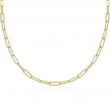 ZINZI zilveren ketting 45cm in 14K geel verguld met trendy paperclip schakels van 3,4mm breed ZIC1992G