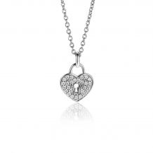 ZINZI zilveren hart hanger 15mm, met trendy sleutelgat en bezet met witte zirconia's ZIH2400 (zonder collier)
