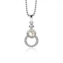 ZINZI zilveren fantasie hanger open cirkel parelmoer witte zirconia's ZIH1943