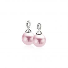 ZINZI zilveren oorbedels parel roze ZICH266R. (zonder oorringen).