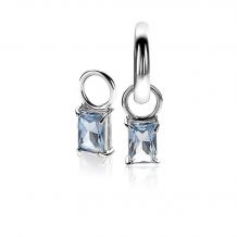 ZINZI zilveren oorbedels 12mm rechthoek blauw ZICH2021B (zonder oorringen)