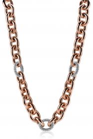 ZINZI zilveren schakel collier rosé verguld wit 45cm ZIC1208R