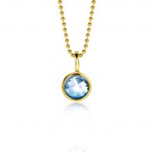 DECEMBER hanger 8mm gold plated geboortesteen blauw topaas zirconia