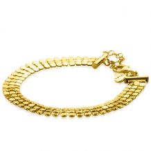 ZINZI zilveren armband 14K goldplated glimmende plaatjes 3 rijen 7mm breed 17-20cm ZIA-BF42G