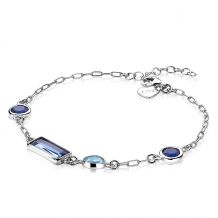 ZINZI zilveren fantasie armband met ronde en rechthoek zettingen blauw/kobalt 17-20 cm ZIA-BF44
