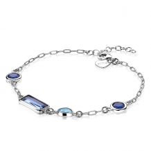 ZINZI zilveren fantasie armband met ronde en rechthoek zettingen blauw/kobalt 17-20 cm ZIA-BF44

