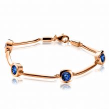 ZINZI rosé gold plated zilveren staaf armband met blauwe zirconia's ZIA1150H
