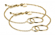 ZINZI set van 2 zilveren armbanden geel verguld ronde vormen 16-19cm ZIA1278G-SET