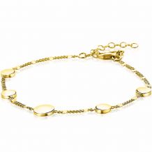 ZINZI zilveren armband 14K geel verguld ronde plaatjes met gourmet schakel 17-20cm ZIA2158G