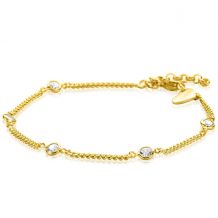 ZINZI zilveren armband extra 14K geel verguld gourmet schakel met witte ronde zirconia's ZIA2263G