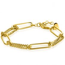 ZINZI gold plated zilveren armband met vier grote ovale schakels en gourmet schakels ZIA2382
