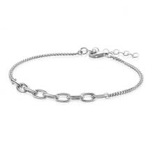 ZINZI zilveren gourmet armband met grotere ovale schakels in het midden 17-19,5cm ZIA2481