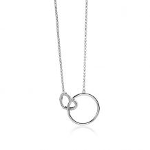 ZINZI zilveren ketting hart rond wit 45cm ZIC1483