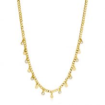 ZINZI gold plated zilveren gourmet ketting met bungelende ronde gladde plaatjes en witte zirconia's 40-45cm ZIC2349Y