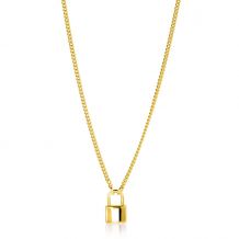 ZINZI gold plated zilveren gourmet ketting 45cm met trendy slotje als bedel 40-45cm ZIC2354G