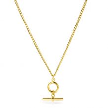 ZINZI gold plated zilveren gourmet ketting 45cm met trendy kapittelstokje en open rondje 40-45cm ZIC2359