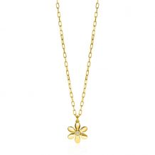 ZINZI gold plated zilveren paperclip schakel ketting met sierlijke bloem 40-45cm ZIC2379
