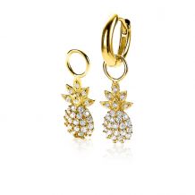 ZINZI zilveren ananas oorbedels 14K geel verguld 13mm wit ZICH2084
