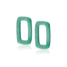 ZINZI oorbedels rechthoek 16mm groen agaat ZICH2226. Excl. oorringen.