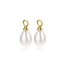 ZINZI gold plated zilveren oorbedels parel peervorm 15mm wit ZICH355WG (zonder oorringen)