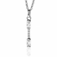 ZINZI zilveren hanger staafje 28mm met witte zirconia's ZIH2077