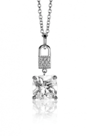 ZINZI zilveren hanger met vierkante witte zirconia en pavé zettingen 24mm ZIH2268
