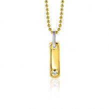 ZINZI gold plated zilveren rechthoekig plaatje als hanger 20mm bezet met witte zirconia ZIH2298
