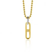 ZINZI gold plated zilveren ovale hanger 20mm met witte zirconia ZIH2300 (zonder collier)