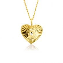 ZINZI gold plated zilveren hanger hart met zonnestralen en witte zirconia 20mm ZIH2305