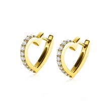 ZINZI gold plated zilveren oorringen 17mm hartvorm met witte zirconia's ZIO2195Y