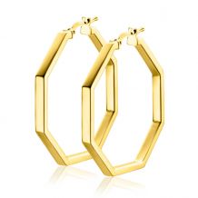 ZINZI gold plated zilveren oorringen in trendy zeshoek 35 x 3mm ZIO2323LG