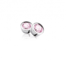 Zinzi zilveren oorknoppen rond roze ZIO322R