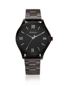 ZINZI Classy Mini horloge 30mm zwarte wijzerplaat zwarte stalen kast en band ziw1237
