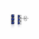 ZINZI zilveren oorknoppen 8mm staafje chaton gezet donkerblauw ZIO2127B