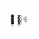 ZINZI zilveren oorknoppen 8mm staafje chaton gezet zwart ZIO2127Z
