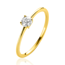 ZINZI Gold 14 krt gouden ring bezet met een ronde witte zirconia in vierpootszetting (4mm) ZGR385
C