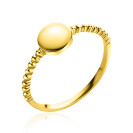 ZINZI Gold 14 krt gouden ring met bolletjes scheen en glanzend rond plaatje van 6,5mm ZGR399C