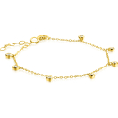 ZINZI Gold 14 krt gouden armband met zeven ronde hangertjes, bezet met witte zirconia's 15,5-18,5cm ZGA451
