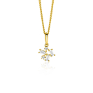 13mm ZINZI Gold 14 krt gouden fantasie hanger met rechthoekige en ronde zirkonia's ZGH511 (zonder collier)