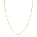 ZINZI Gold 14 krt gouden ketting met subtiele jasseron schakels en zeven ronde gladde plaatjes 5mm breed 42-45cm ZGC444
