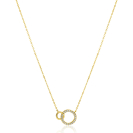 ZINZI Gold 14 krt gouden ketting met twee open rondjes, mooi met elkaar verbonden. Het groter rondje (11mm) is bezet met witte zirconia's 40-43cm ZGC460
