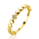 ZINZI Gold 14 krt gouden ring (3mm breed) gladde rondjes, middelste bezet met witte zirkonia's ZGR540
