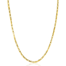ZINZI Gold 14 karaat gouden massieve ketting met valkenoog schakels en glimmende plaatjes 2,6mm breed 41-43cm ZGC499
