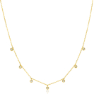 ZINZI Gold 14 krt gouden anker ketting met zeven ronde hangertjes, bezet met witte zirconia's 40-43cm ZGC451
