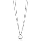 ZINZI zilveren ketting 45cm met een luxe hart van 14mm bezet met witte zirconia's, trendy aan de ketting verbonden 40-45cm ZIC2507